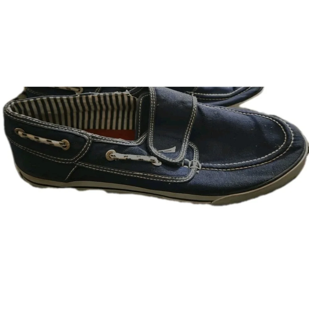 Nautica NM2277N Men's 10.5 Canvas Boat Shoes Navy Deck Slip-On‎ Lace Casual 44.5